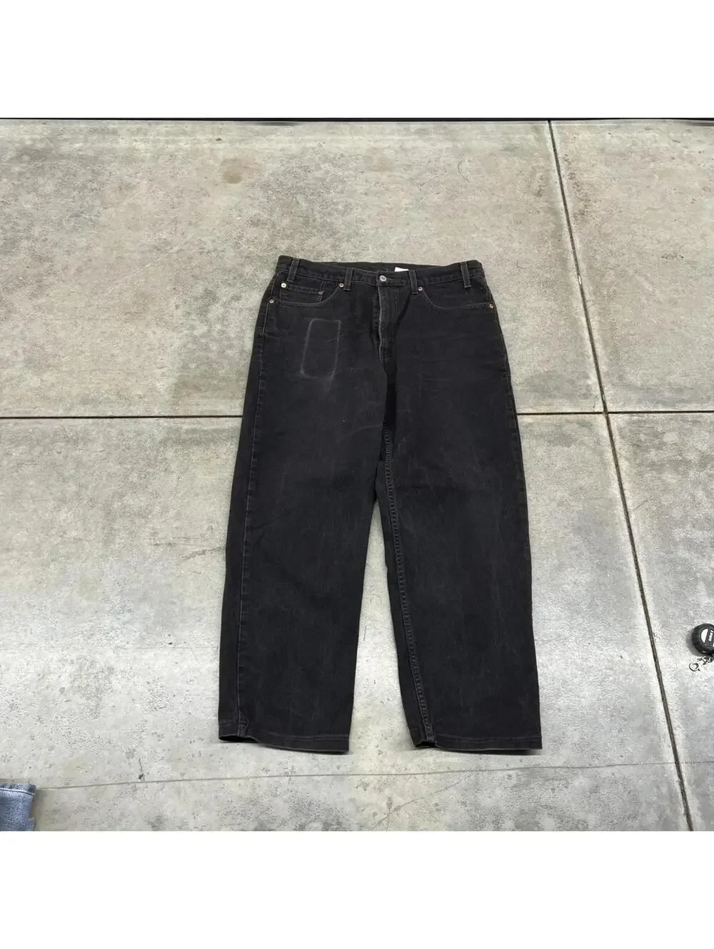 vintage levis 550 faded black relaxed baggy fit jeans size 38 x 30